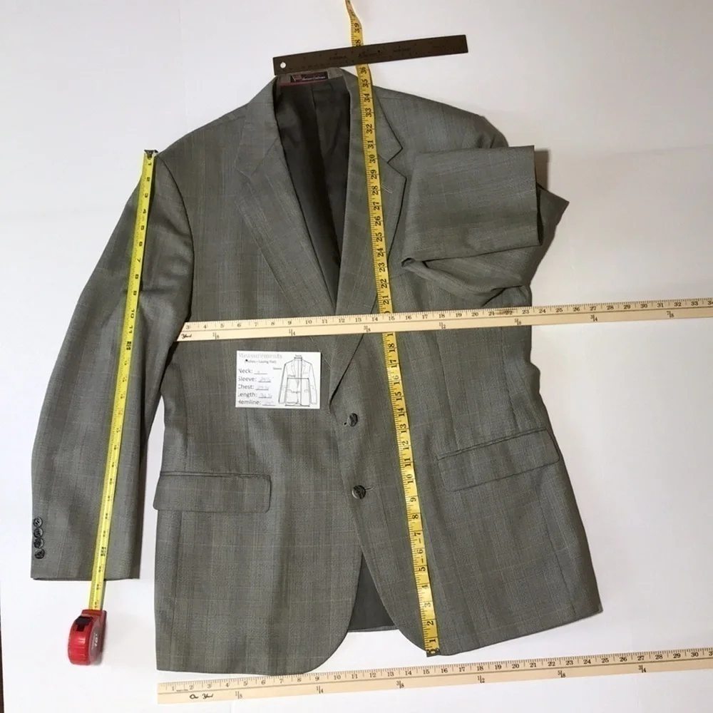 STAFFORD—VTG—Men’s Black/Cream/Red Houndstooth Plaid Blazer Sports Jkt—46L W41
